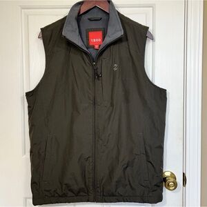 Izod Mens Small Gray Soft Shell Lined Full Zip Vest Golf, Outdoor, Preppy,